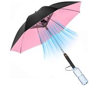 mefocou Uv Blocking Umbrella With Fan, 3In 1 Umbrella With Fan And Mister, Portable Sun Umbrella With UV Protection, USB Rechargeable Sun Umbrella, For Fishing, Golfing, Patio, Sand, Travel