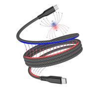 Mefold Magnetic USB C Cable 60W Fast Charging, 1M Coiled USB C to USB C Charger Cord, Tangle Free Type-C Data Cable Compatible with Phone 17/16/15, Smartphone, Black