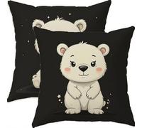 Mefooge Cushion Covers 80x80cm Set of 2 Decorative Square Throw Pillow Case Geometric Pattern Design Black Waterproof Linen Pillowcase Double-side Printed Cushions for Sofa Bed Home Decor B307