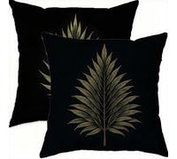 Mefooge Cushion Covers 80x80cm Set of 2 Decorative Square Throw Pillow Case Geometric Pattern Design Black Waterproof Velvet Pillowcase Double-side Printed Cushions for Sofa Bed Home Decor B302