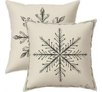 Mefooge Cushion Covers 80x80cm Set of 2 Decorative Square Throw Pillow Case Geometric Pattern Design Black Waterproof Linen Pillowcase Double-side Printed Cushions for Sofa Bed Home Decor B291