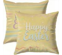Mefooge Spring Cushion Covers 75x75cm Set of 2 Easter Square Decorative Throw Pillow Case Yellow Waterproof Velvet Pillowcase Double-side Printed Cushions for Sofa Bed Home Patio Holiday Decor F732