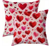 Mefooge Springtime Cushion Covers 60x60cm Set of 2 Vintage Decorative Square Throw Pillow Case Red Waterproof Velvet Pillowcase Double-side Printed Cushions for Sofa Bed Home Patio Holiday Decor-D559