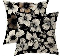Mefooge Springtime Cushion Covers 65x65cm Set of 2 Vintage Decorative Square Throw Pillow Case Grey Waterproof Linen Pillowcase Double-side Printed Cushions for Sofa Bed Home Patio Holiday Decor-D564