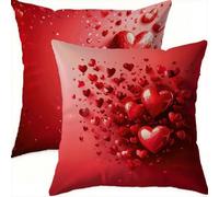 Mefooge Springtime Cushion Covers 80x80cm Set of 2 Vintage Decorative Square Throw Pillow Case Red Waterproof Velvet Pillowcase Double-side Printed Cushions for Sofa Bed Home Patio Holiday Decor-D592