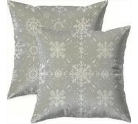 Mefooge Winter Cushion Covers 75x75cm Set of 2 Christmas Decorative Square Throw Pillow Case Grey Waterproof Velvet Pillowcase Double-side Printed Cushions for Sofa Bed Home Patio Holiday Decor H300