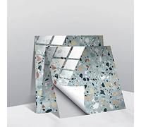 mefound 20pcs Tile Stickers, Kitchen Bathroom Marble Wall Tile Stickers Peel and Stick on Tile Transfers Covers Decals Self Adhesive Vinyl Waterproof (15cm x 15cm, 6x6 inches)