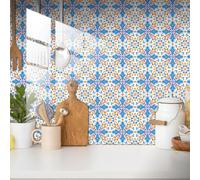 mefound 25Pcs Tile Sticker Vintage Green Moroccan Self Adhesive Tiles Transfer Sticker for Bathroom Kitchen, Peel and Stick DIY Splashback for Cooker Adhesive Vinyl Wall Decoration15cm/6inch