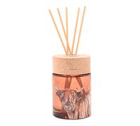 Meg Hawkins 150ml Reed Diffuser - Highland Cow Apple Orchard Scent - Glass Bottle And Gift Box With Watercolour Wildlife Design - Long-Lasting Home Fragrance