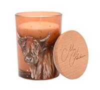 Meg Hawkins 250g Candle - Highland Cow Apple Orchard Scent - Glass Jar with Watercolour Wildlife Design - Luxury Fragranced Home Décor Gift - H: 11cm x W: 8cm.