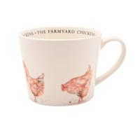 Meg Hawkins Ceramic Mug - Chickens Design - Watercolour Wildlife Illustration Cup for Everyday Use and Nature-Inspired Gifting - 390ml
