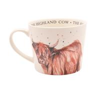 Meg Hawkins Ceramic Mug - Highland Cow Design - Watercolour Wildlife Illustration Cup for Everyday Use and Countryside Inspired Gifting - 390ml