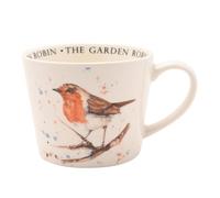 Meg Hawkins Ceramic Mug - Robin Design - Watercolour Wildlife Illustration Cup for Everyday Use and Countryside Inspired Gifting - 390ml