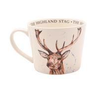 Meg Hawkins Ceramic Mug - Stag Design - Watercolour Wildlife Illustration Cup for Everyday Use and Countryside Inspired Gifting - 390ml