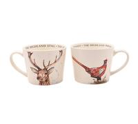 Meg Hawkins Ceramic Set Of 2 Cups - Pheasant & Stag in Cream Meg Hawkins Cream