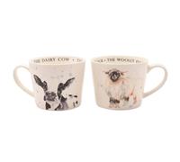 Meg Hawkins Ceramic Set Of 2 Cups - Sheep & Cow in Cream Meg Hawkins Cream