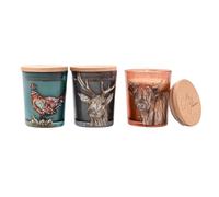 Meg Hawkins Mini Candles Set Of 3 - The Highlands - Glass Jar Candles In Gift Box With Watercolour Wildlife Design - Countryside Inspired Home Fragrance Gift Set