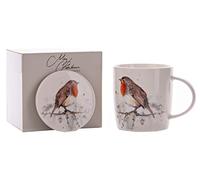 Meg Hawkins Mug and Coaster Gift Set Robin Design MH150