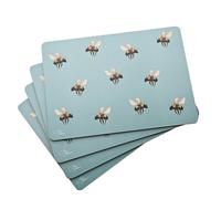 Meg Hawkins Set of 4 Placemats - Buzzing Bees Design - Light Teal/Aqua - 29.3 cm