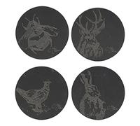 Meg Hawkins Slate Coasters Set of 4 - Engraved Animals Design - Statement Kitchenware for the Home