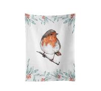 Meg Hawkins The Hearth Robin Watercolour Design Cotton Tea Towel
