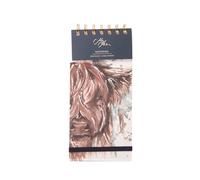 Meg Hawkins The Hebrides Highland Cow Watercolour Design Notepad - 200 Lined Pages | Spiral Bound | DL Size