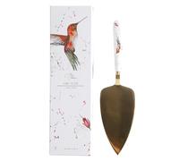 Meg Hawkins “The Rainforest” Hummingbird Bone China Pastry Cake Slice with Gold Stainless Steel - Gift Boxed Tea Time Slice
