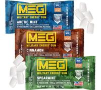 MEG Military Energy Gum, Multi Flavors | Caffeine Gum - Pack of 3, 15 Count | 100mg Caffeine Per Piece for Physical Performance, Energy Gum and Caffeine Gum for Energy Boost, NSF for Sport® Certified
