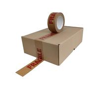 MEG4TEC 1 Roll of 50m x 50mm Kraft Paper Fragile Tape, Strong Packaging Tape, Eco Friendly, Fully Recyclable Rolls, Sticky Brown Paper Parcel Tape
