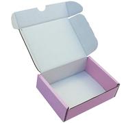 MEG4TEC 50 Pack Shipping Coloured Boxes - Corrugated Cardboard Small Parcel Box for Posting Packing Mailing (10 x 7 x 3 Inch (25cm x 17.5cm x 7.5cm), Pink)