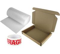 MEG4TEC Laptop Shipping Postal Box Bundle - Includes 50x36x7cm Strong Safe Box + 3m Bubble Wrap + Fragile Tape