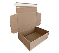 MEG4TEC Pack of 200 Brown C4 Boxes 12" x 9" x 4" Peel & Seal Postal Gift Shipping Box - Tear Open Adhesive Strip (30cm x 22.5cm x 10cm), E-Commerce - Requires No Glue or Tape, Eco-Friendly Recyclable