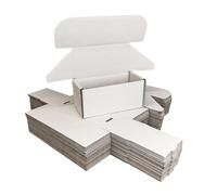 MEG4TEC Pack of 200 White Boxes 8x4x4 Inches, 20 x 10 x 10cm, Corrugated Cardboard Shipping Box - Postal Mailing Gift Packet Small Parcel