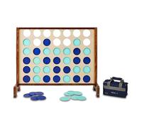 Mega 4 In A Row Set | Giant Outdoor Game | Beautifully Crafted 120cm x 100cm English Ash Gace & Mango Wood Legs & Bar Guard | Includes 42 Plastic Coins & A Nylon Storage Bag