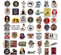 MEGA 50 Multi-Pack x Self Adhesive Stickers Karate Kid Cobra Kais King, No Mercy,Strike First, Movie Film Novelty Mega Pack