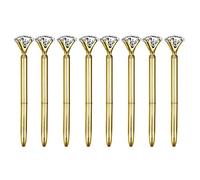 MEGA 8 PCS Crystal Diamond Pen Metal Rotate Black Ink Ballpoint Pen Gold