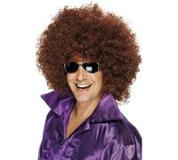 Mega Afro Wig Mens Ladies 1970s Disco Dancing Fancy Derss Accessory Brown Afro