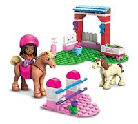MEGA Barbie Horse Jumping Building Set - Includes 68 Building Blocks - 1 Micro-Doll, Horse & Pony - 3 Fashion Items - Stable Props - Gift for Kids 4+ - HDJ84