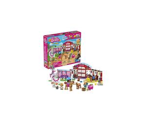 MEGA Barbie Horse Stables building set with 304 pieces including accessories and 3 micro-dolls, toy gift set for ages 5 and up -
