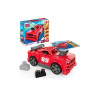 MEGA BLOKS Toddler Vehicle Block Toys Set, 3 in 1 Build & Go Race Car with 26 Pieces and Rolling Wheels, Pickup Truck and Hot Rod Rebuild, Red, Ages 3+ Years, JKG35
