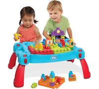 MEGA BLOKS Build 'n Learn Table, toy building set with big building blocks and 1 rolling vehicle, ages 1 and up, learning toy , FGV05