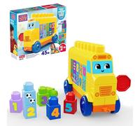MEGA BLOKS First Builders Toddler Block Toys Set, Build & Count Bus 45 Pieces, Learn Numbers and Counting, Yellow, Ages 1+ Years, JKG34