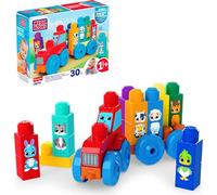 MEGA BLOKS First Builders Toddler Block Toys Set, Build & Match Animal Tractor with 30 Pieces, Learn Animals and Colors, Red and Blue, Ages 1+ Years, JKG33
