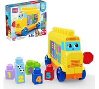 MEGA BLOKS First Builders Toddler Block Toys Set, Build & Match Animal Tractor with 45 Pieces, Learn Numbers and Counting, Yellow, Ages 1+ Years, JKG34
