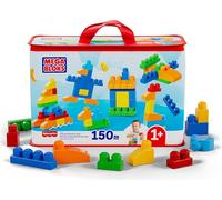 MEGA BLOKS First Builders Toddler Blocks Toys Set, Deluxe Building Bag with 150 Pieces and Storage, Creative Open-Ended Play, Blue, Ages 1+ Years, CNM43
