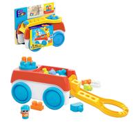Mega BLOKS First Builders Toddler Building Toy Set Block Spinning Wagon with 20 Pieces and Storage 1 Figure Ages 1 Years