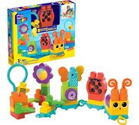 MEGA BLOKS Fisher-Price Sensory Building Blocks Toy, Move n Groove Caterpillar Train with 30 Pieces and Pull String, Toddlers Age 1+ Years, HKN44