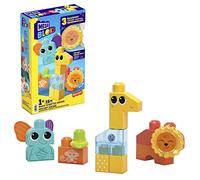 MEGA BLOKS Fisher-Price Sensory Building Toy, Rock n Rattle Safari with 15 Pieces, Rattle and Bells, Toddler Blocks Gift Ideas for Kids Age 1+ Years, HKN42