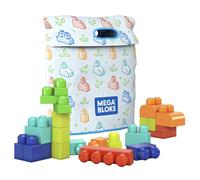 MEGA Bloks Fisher-Price Toddler Blocks Toys Set Build n Play Bag with 60 Plant-Based Pieces and Storage Blue Ages 1+ Years