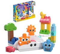 MEGA BLOKS Fisher-Price Toddler Building Blocks Toy, Rise & Snooze Night Light with 30 Pieces, Sound and Light Effects, Star Projector, Ages 1+ Years, HTH43